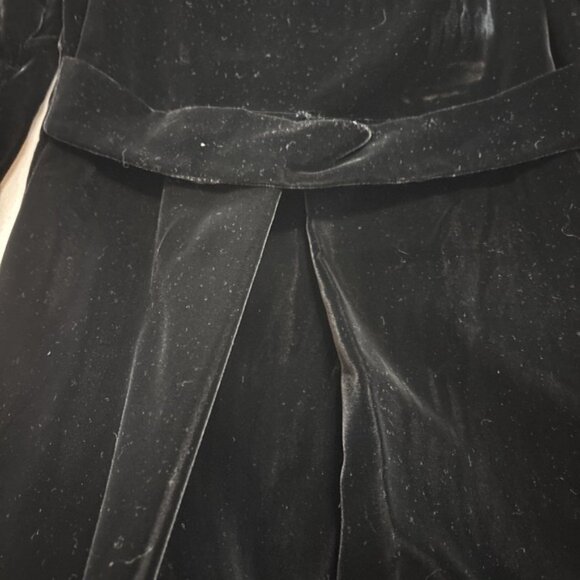 VTG Black Velvet Duster Coat Rhinestone Buttons Long 60's Luxury Romantic Sz S - Picture 9 of 14